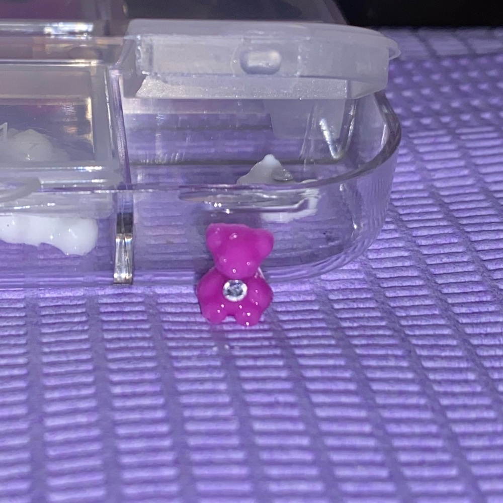10pc 3D Nail Charm Purple Mini Teddy Bear w/ Rhinestone- Made For Small Nails